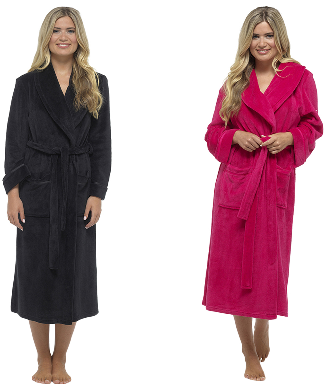 Luxury Womens Full Length Fleece Dressing Gown Long Warm Winter Bath